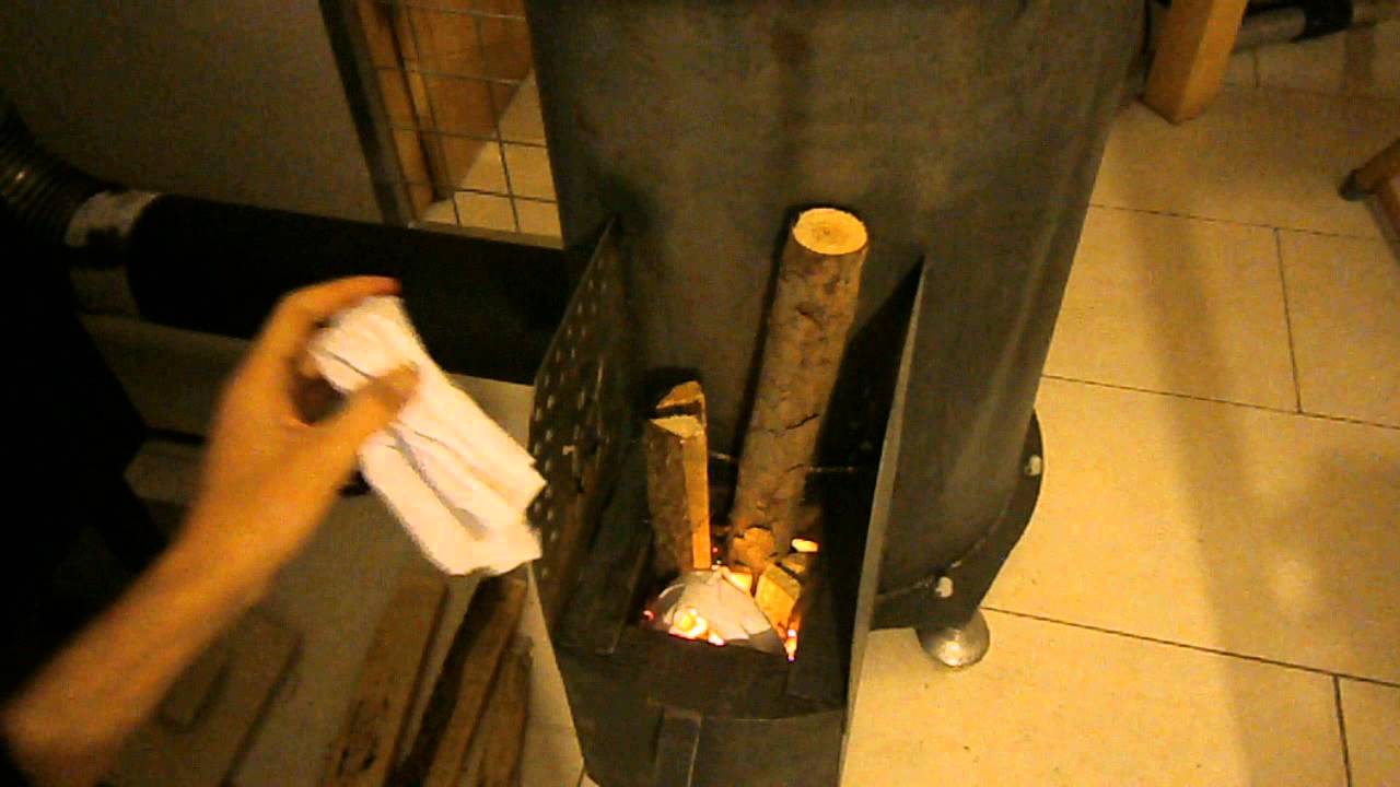 raketová kamna - zapálení