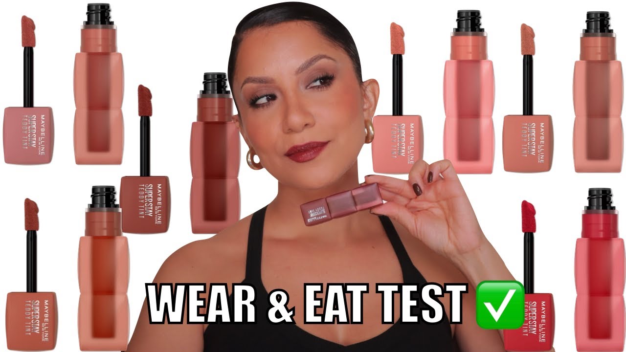 Maybelline Teddy Tint Review: 10 NUDE Shades Swatches, Wear & Eat Test