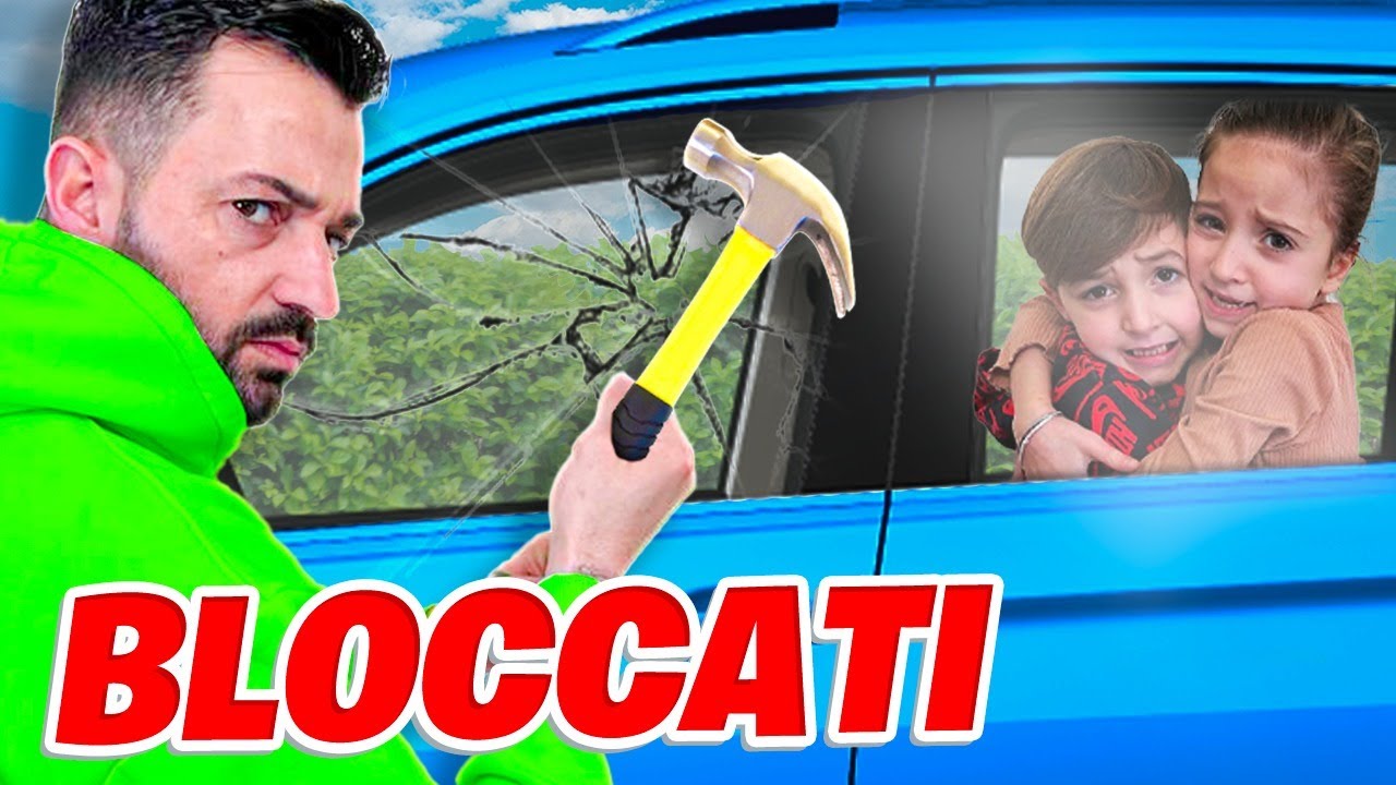 FIGLIACHIARA E FIGLIODIEGO RIMANGONO INTRAPPOLATI IN MACCHINA E PAPÀANTONIO ROMPE VETRO E LI SALVA!