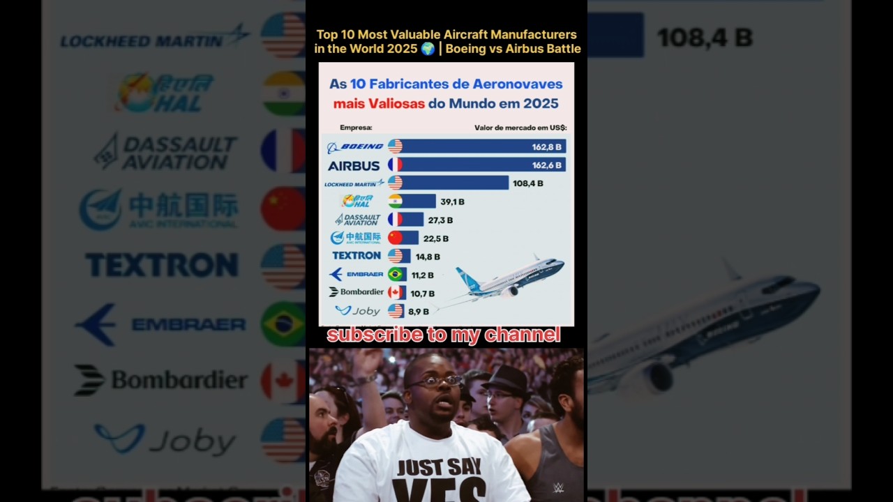 🚀Top 10 Aircraft Manufacturers in the World 2025 🌍 | Boeing vs Airbus | Aerospace Industry Ranking 🚀