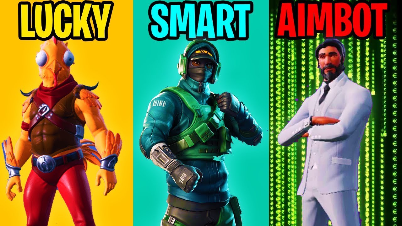LUCKY vs SMART vs AIMBOTTER - Fortnite Battle Royale