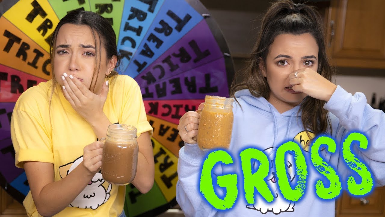 GROSS Trick or Treat Smoothie Challenge - Merrell Twins