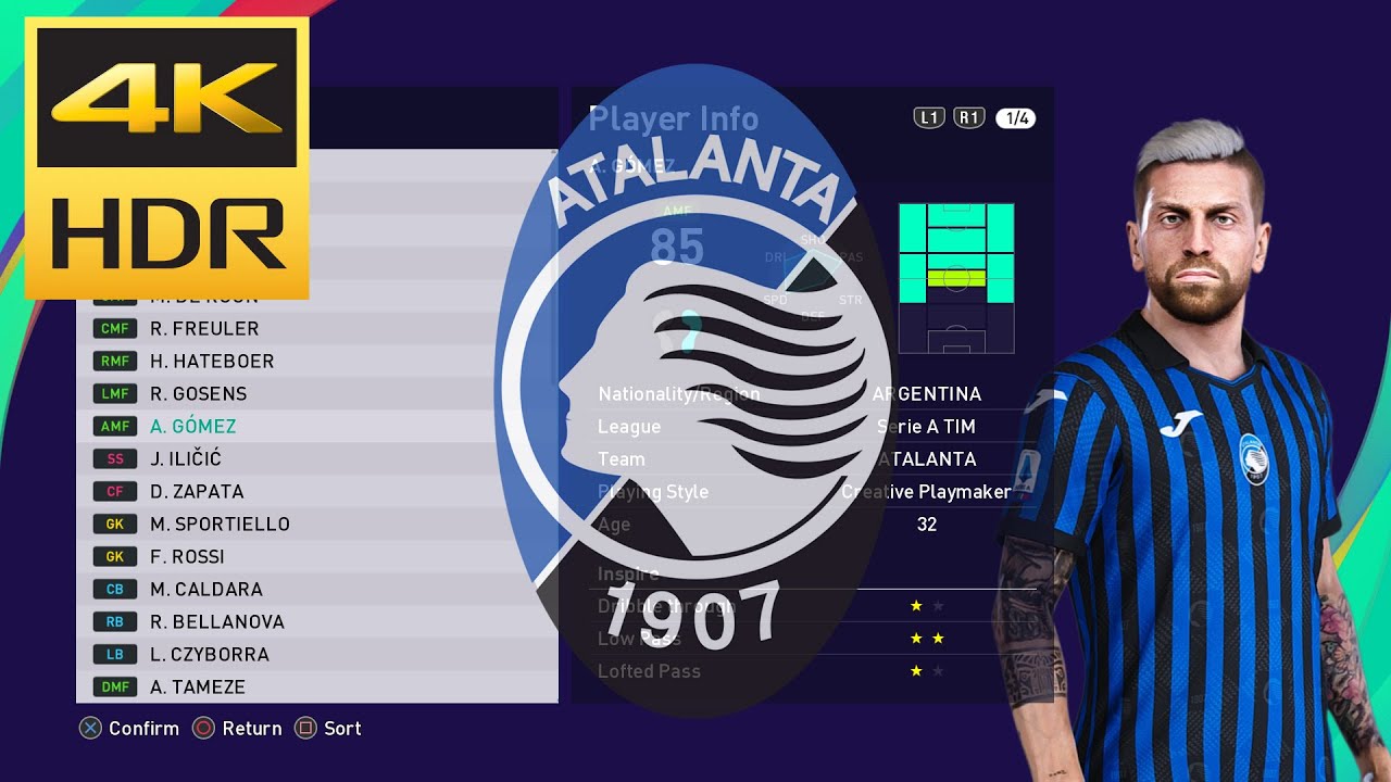 PES 2021 - Atalanta Player Faces & Tattoo 2021