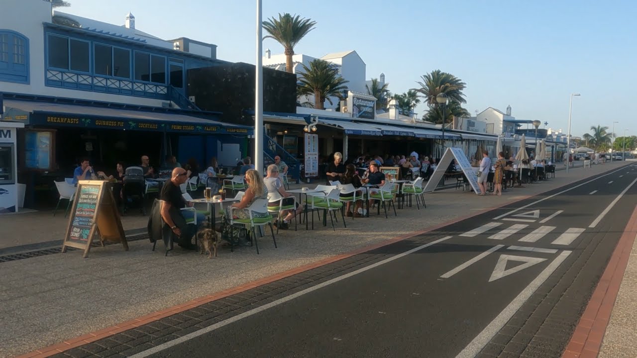 Los Pocillos Evening Walk Lanzarote Canary Islands | Los Jameos Shopping Centre 4K