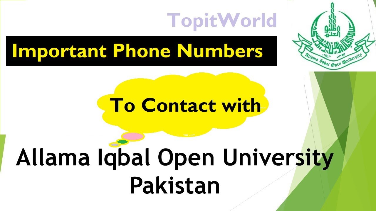Important Phone Numbers and Email Addresses to Contact AIOU Helpline