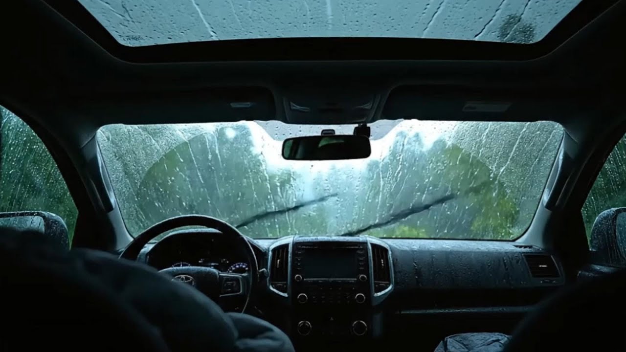 Rain on Windshield ASMR  Thunderstorm Ambience for Deep Relaxation | Heavy Rain Sounds for Sleeping