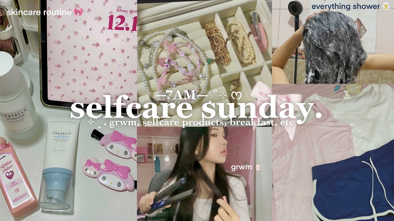 🎀 SELFCARE morning vlog ᡣ𐭩ྀིྀི₊ ⊹ || selfcare products, everything shower, grwm 🍰