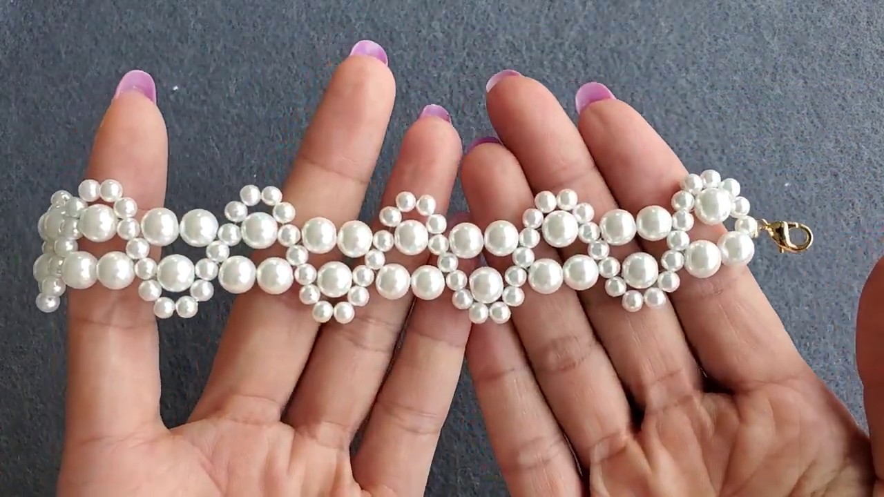 珍珠手链DIY手工制作 简单串珠DIY 珍珠编织手链DIY