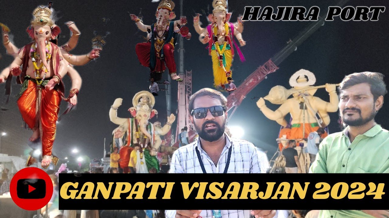 Ganesh Visarjan 2024 | Surat's All Biggest Ganpati Visarjan, Hazira Port | Ganesh Utsav | #vlog