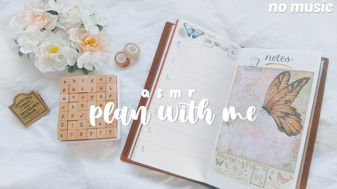 🦋 ASMR March PLAN WITH ME ~ no music + no talking