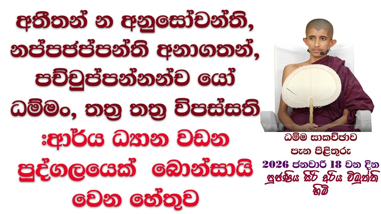 අතීතන් නඅනුසෝචන්ති, නප්පජප්පන්ති අනාගතන්, පච්චුපන්නන්ච යෝ ධම්මං, තත්‍ර තත්‍ර විපස්සති #ධම්ම සාකච්ඡාව