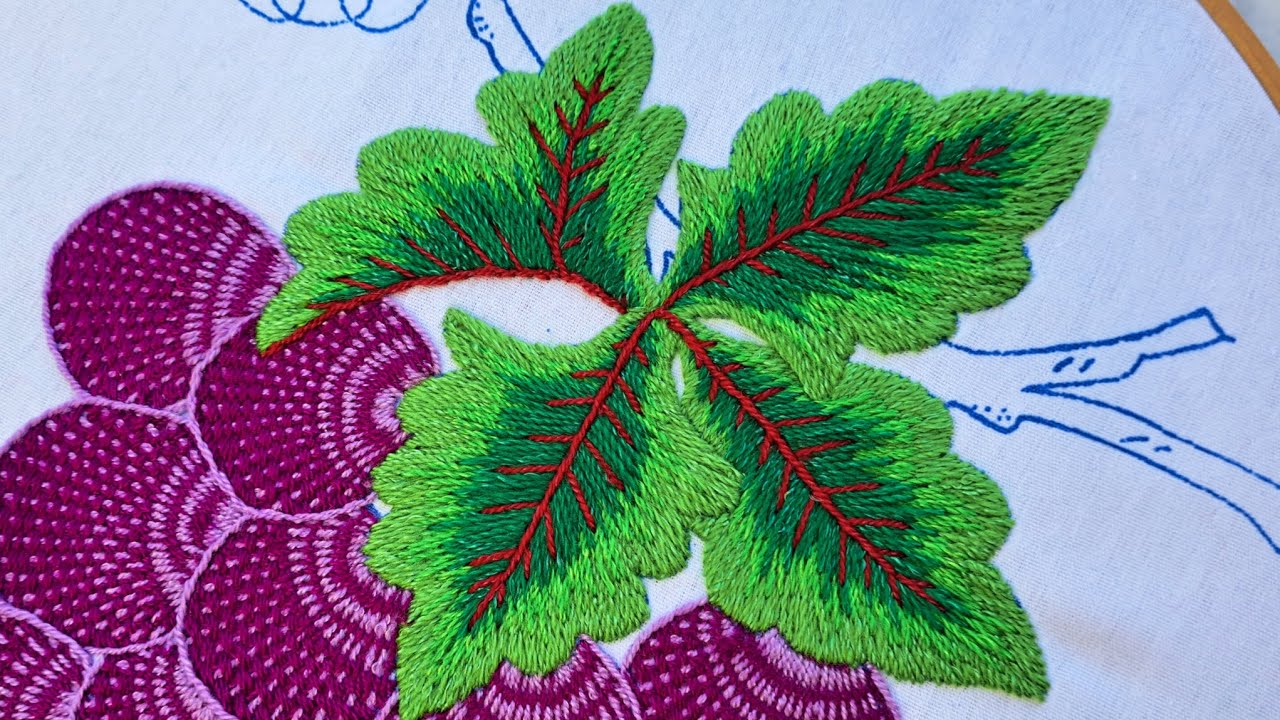 Bordado para HOJAS de uvas (puntadas sencillas para cualquier diseño) 🍃 🍂 🍀