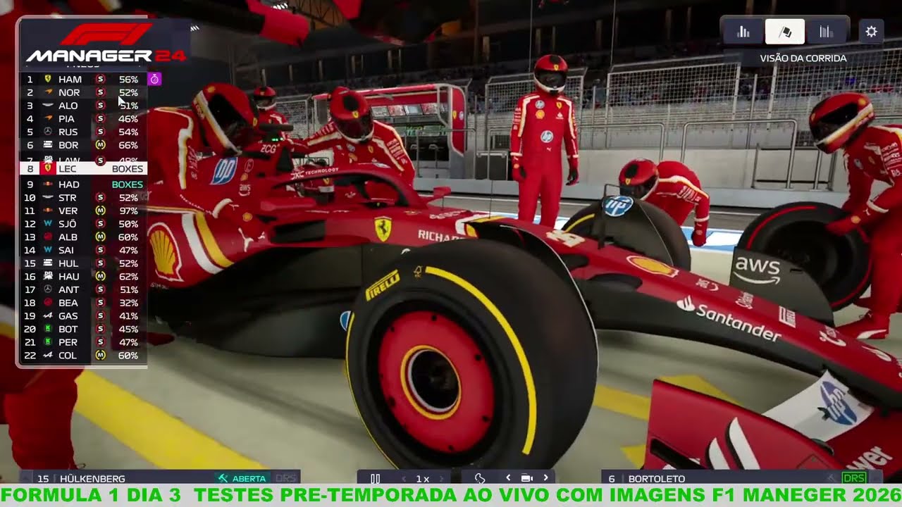 FORMULA 1 AO VIVO DIA 3- TESTE PRÉ-TEMPORADACOM IMAGENS BORTOLETO NA AUDI - F1 MANAGER 24 #f1F