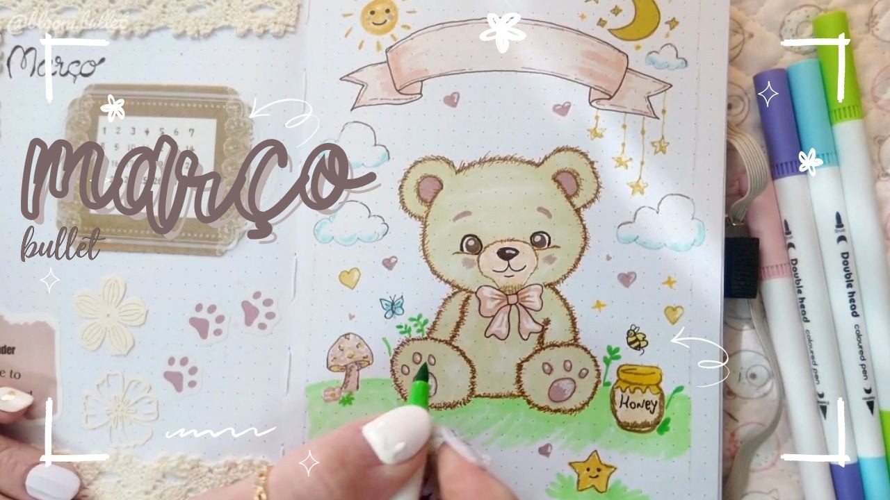 MARÇO BULLET 2026 ✨✏️🐻 Um jeito Simples mas fofo ʕ •́؈•̀ ₎