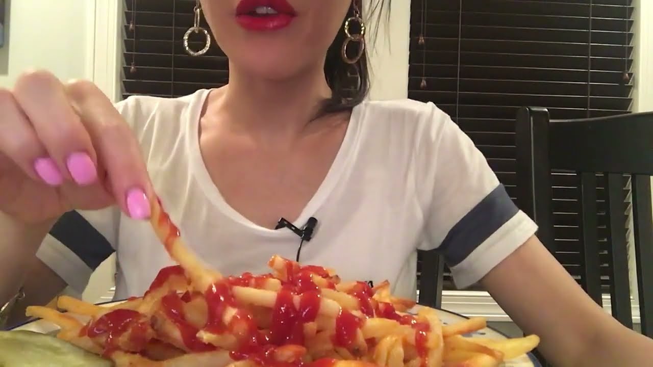 ASMR Eating Sounds  Crunchy French Fries and a Pickle