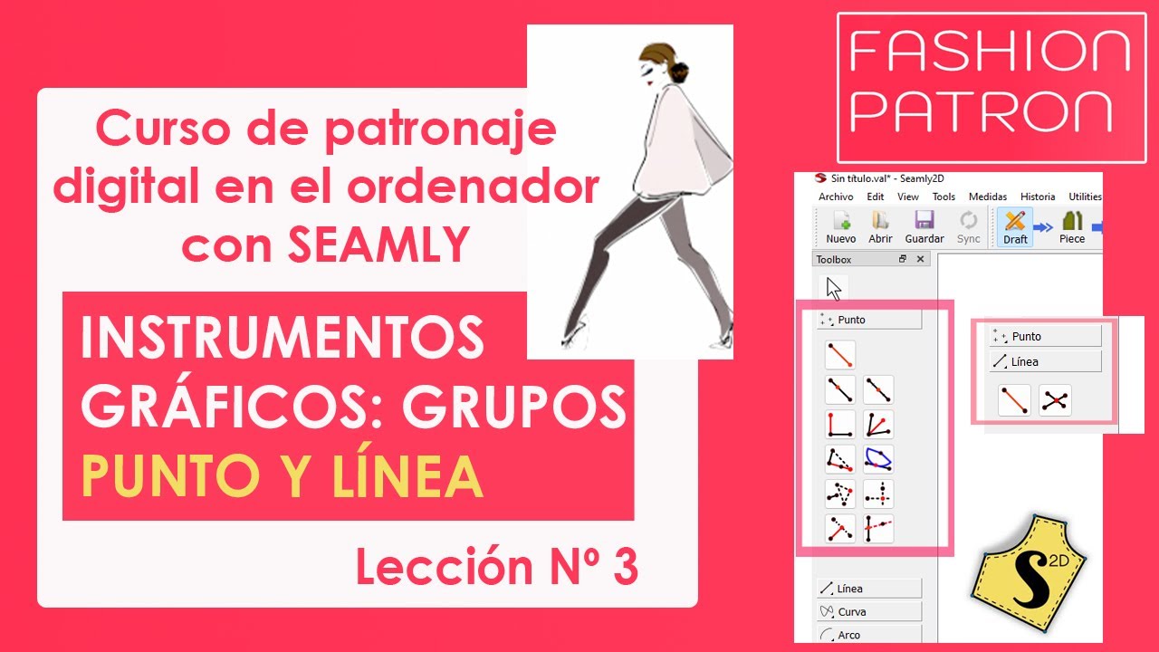 3.TUTORIAL  SEAMLY2d Herramientas gráficas PUNTO Y LÍNEA del programa. curso de patronaje digital