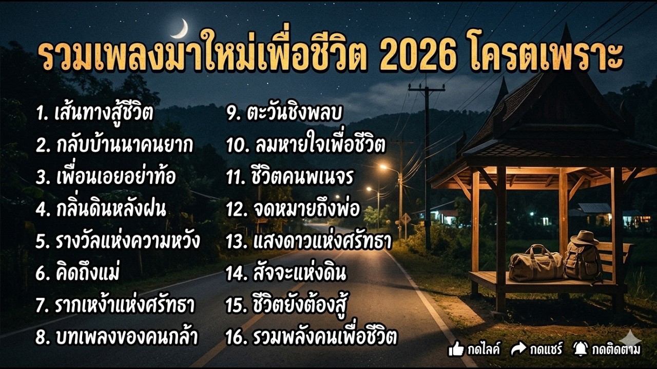 รวมเพลงให้กำลังใจคนสู้งาน คนที่ทำงานไกลบ้าน รวมเพลงฮิต แนวเพื่อชีวิต2026