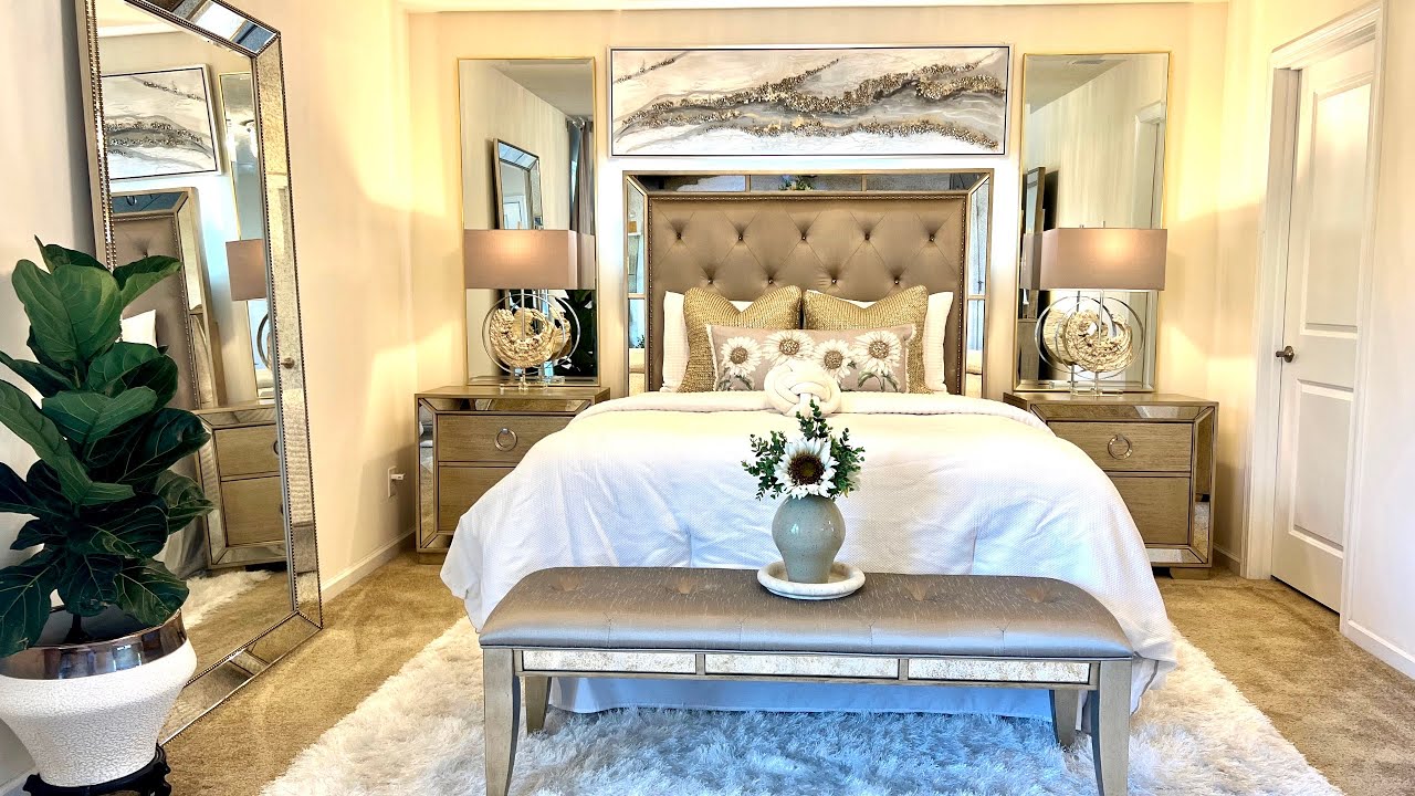 New* GLAM Bedroom Tour | Decorating with Neutral | Glamour ELLEN  #decoratewithme #glam