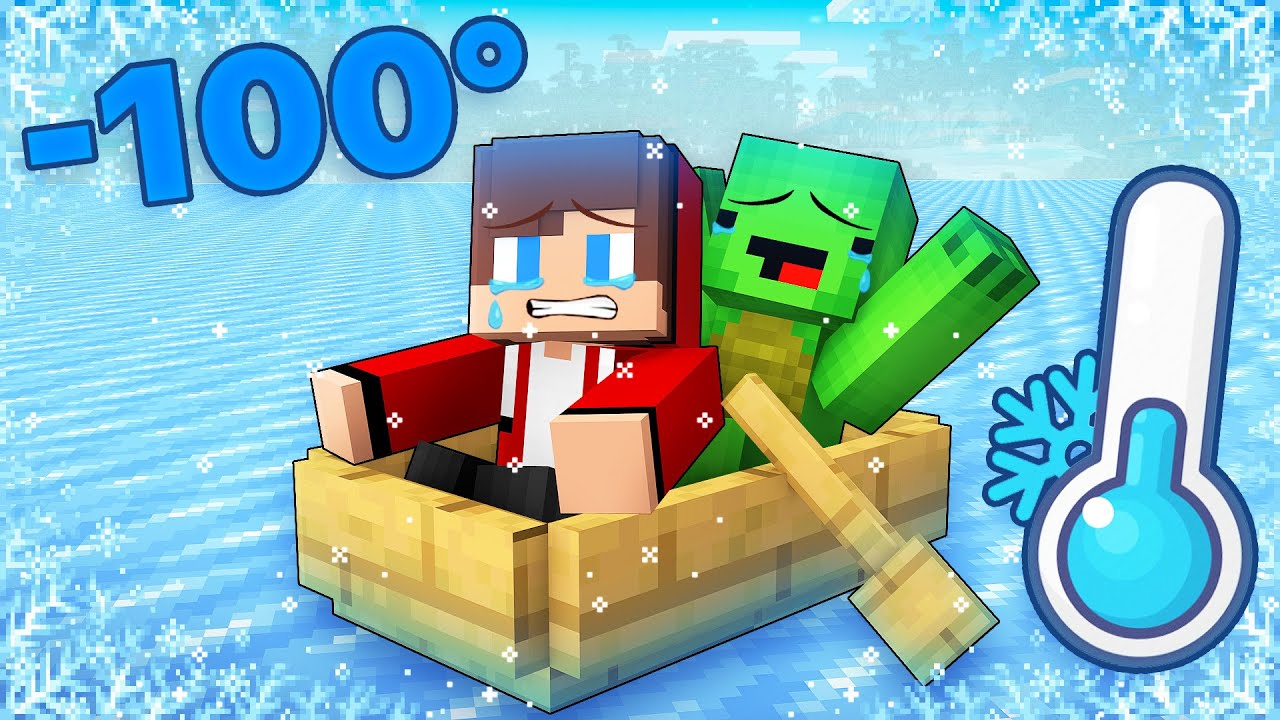 Mikey and JJ Survive in a Frozen Ocean in Minecraft (Maizen)