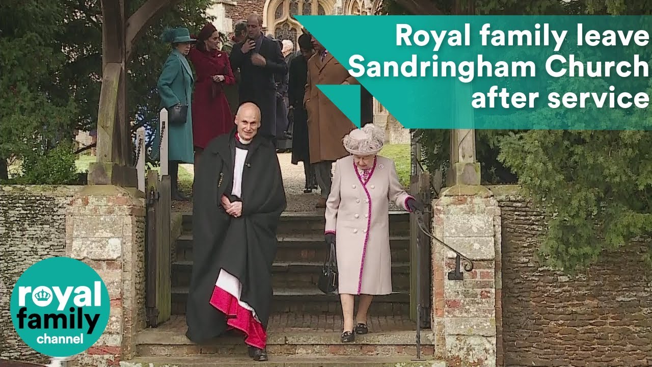 Queen and royal family depart Sandringham Church after Christmas Day service