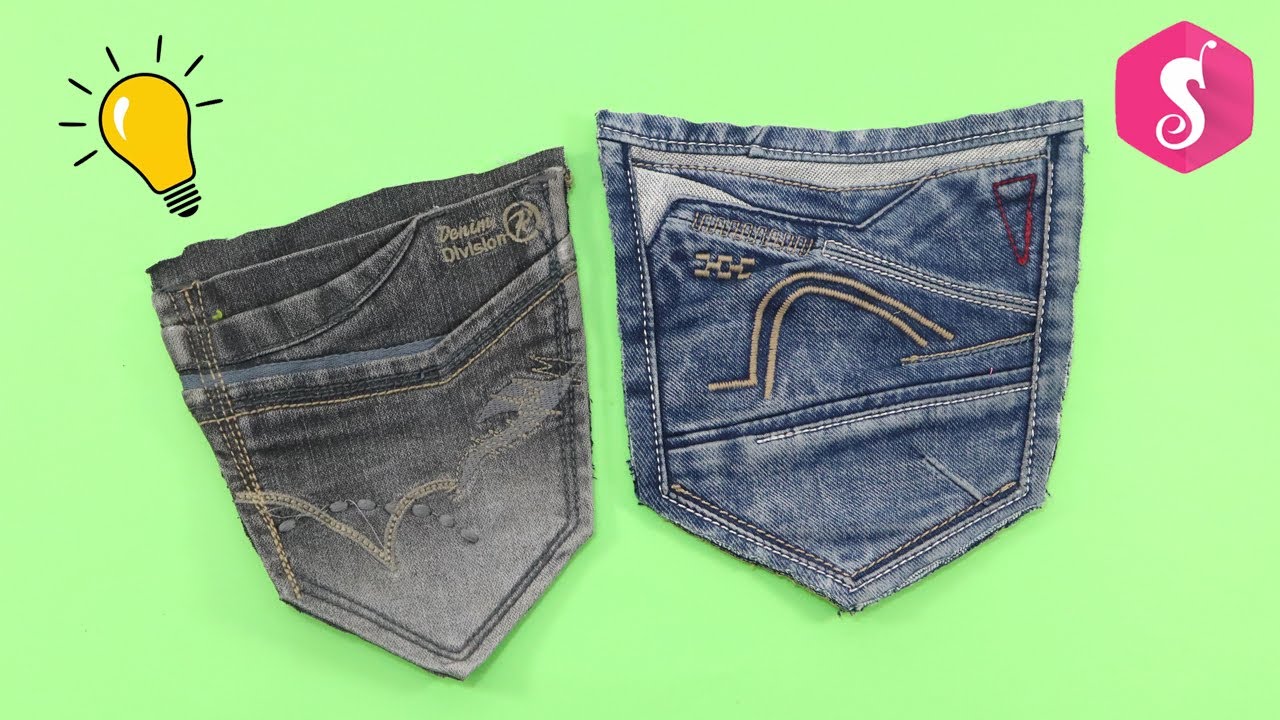 4 Old Jeans Pant Pockets Ideas | Jeans Reusing | Sonali Creations