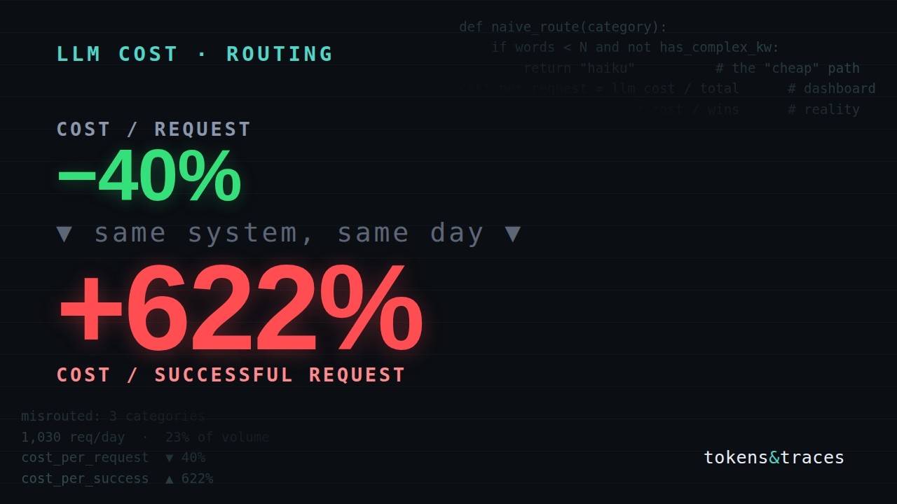 Your LLM Cost Dashboard Is Lying (Cheaper Routing, 7&times; the Cost)