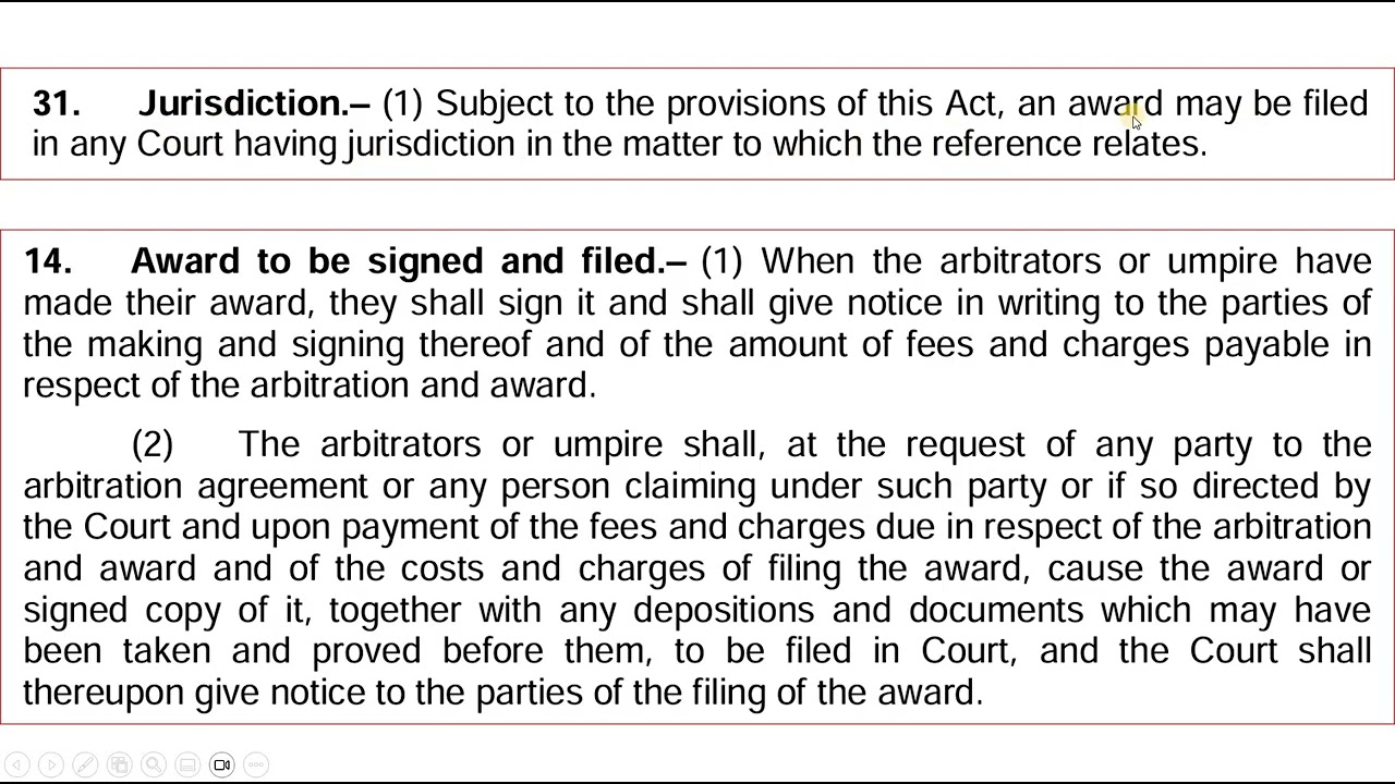 Lecture no. 16 (Section 31-33) Arbitration Act 1940