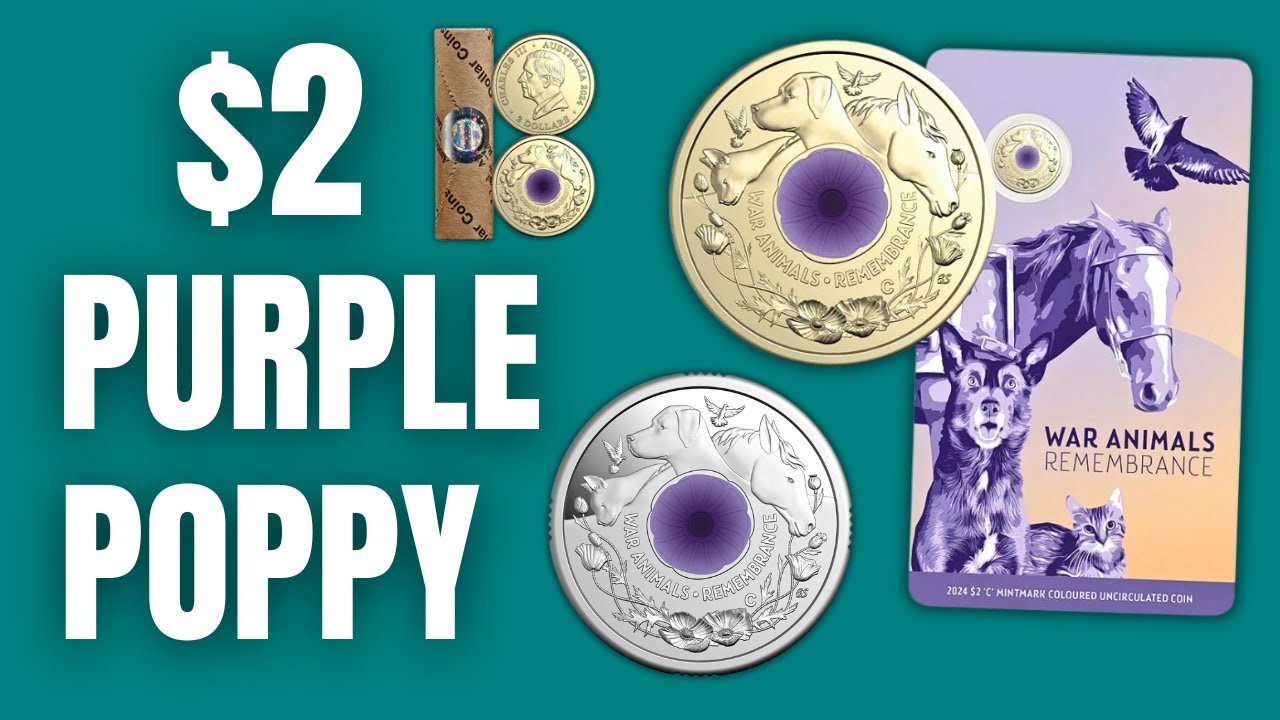 $2 War Animals Remembrance C Mint Purple Poppy (In Hand Detailed review)