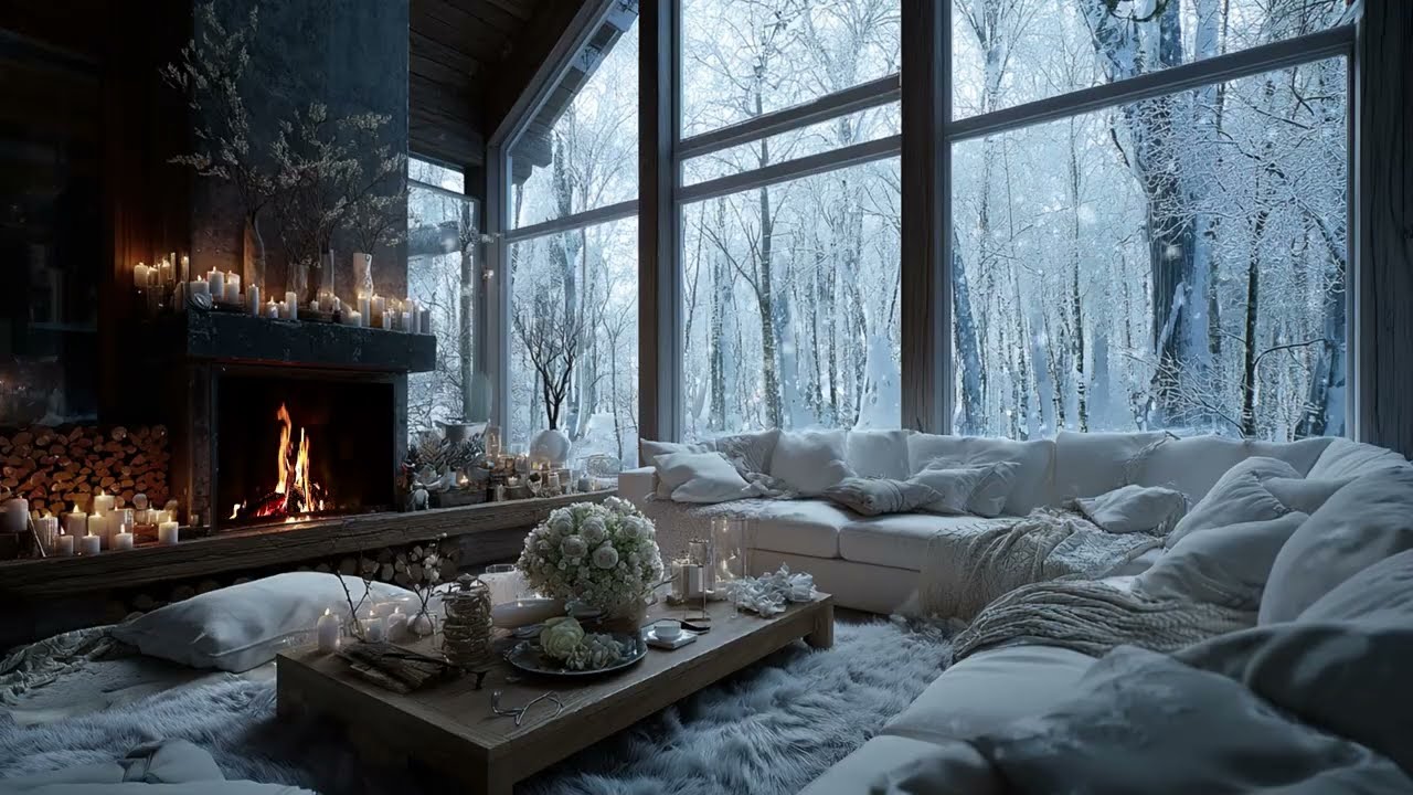 Ultimate Relaxation in a Snowy Cabin: Soft Piano Music with Fireplace Sounds for Healing