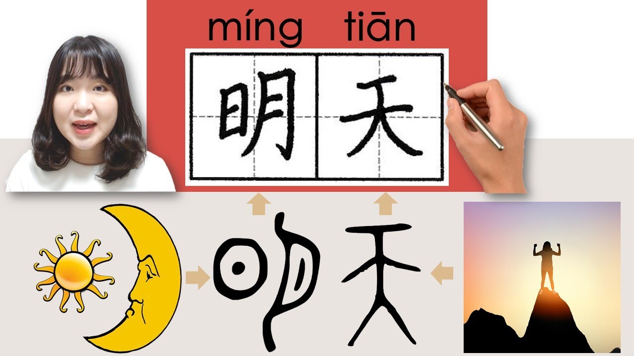【NEW HSK1】_#hsk1 _明天/mingtian/(tomorrow) How to Pronounce & Write Chinese Vocabulary/Character Story