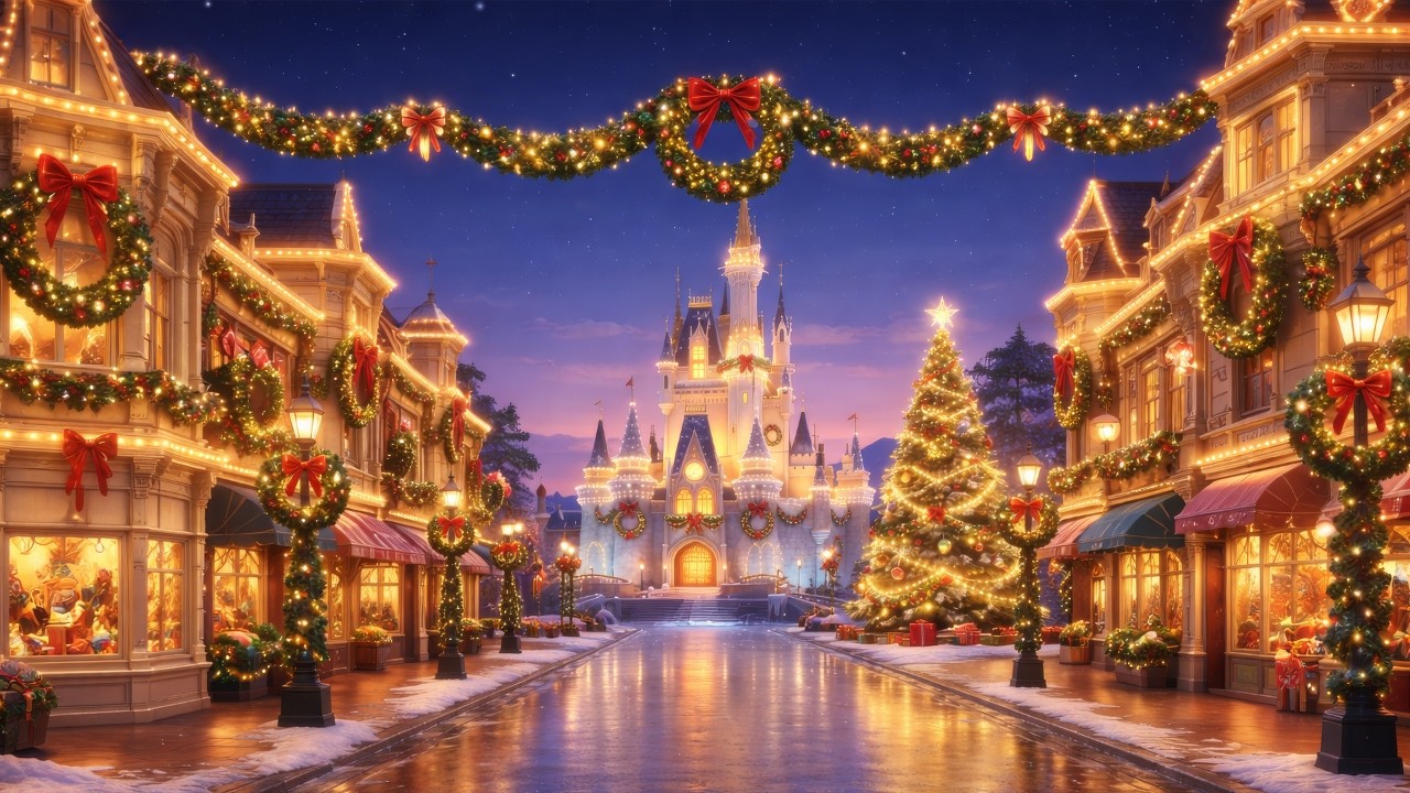 Cozy Snowy Main Street 🎄❄️ | Disney Christmas Magic & Relaxation