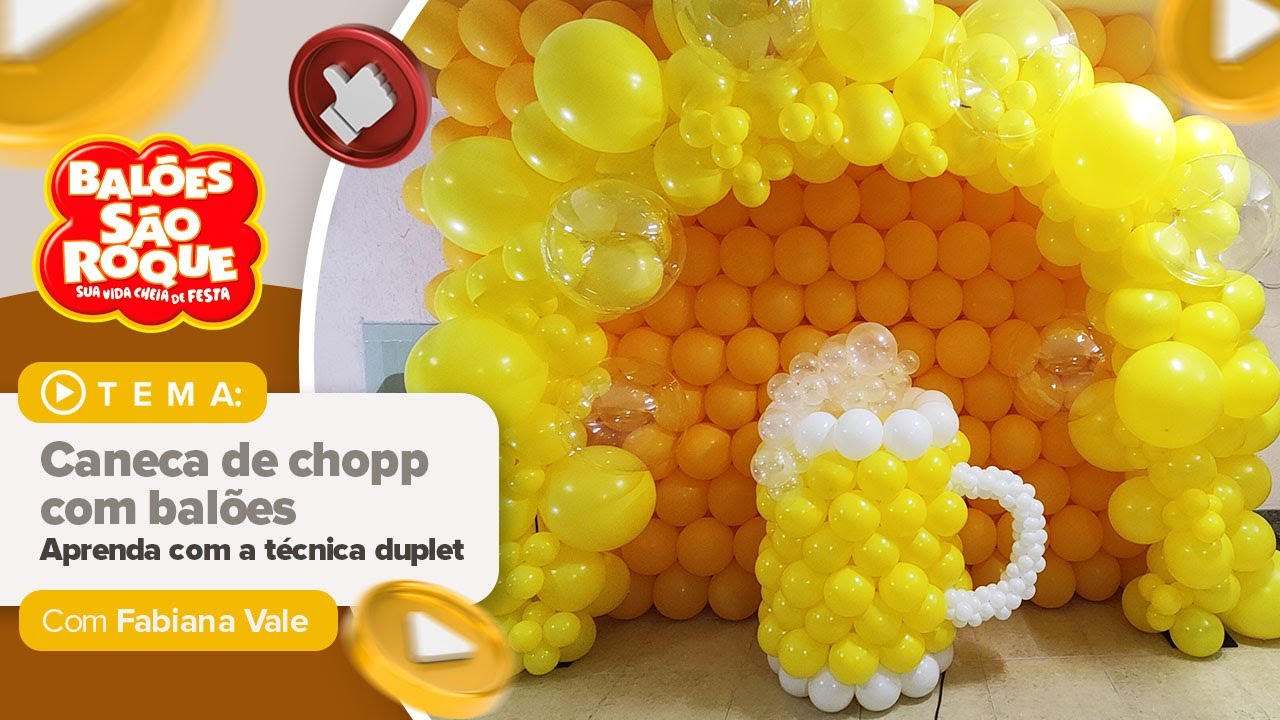 Caneca de Chopp com Balões - Técnica Duplet  | Balões São Roque