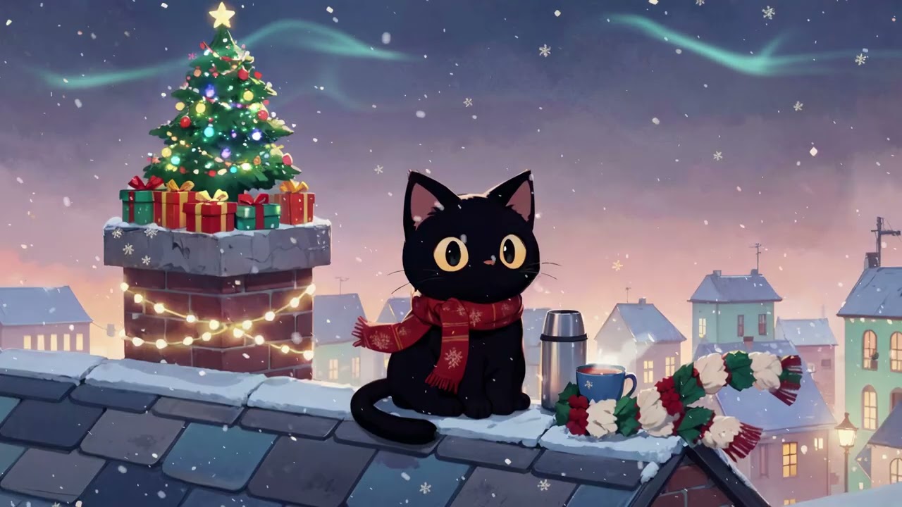 A Peaceful Christmas Night on the Rooftop 🎄 Relaxing Lofi for Sleep & Studying