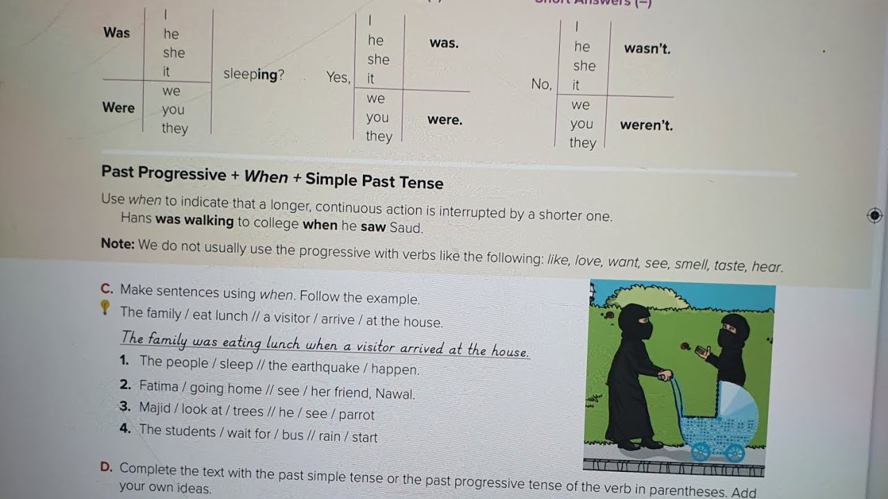 past progressive Tenes انجليزي اول 17ثانوى صفحه