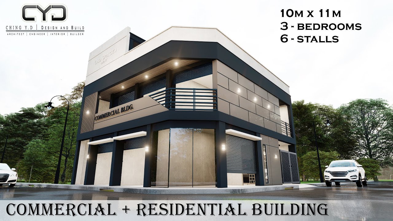 Project #41: COMMERCIAL + RESIDENTIAL BUILDING with ROOFDECK | 110SQM CORNER LOT | Design Concept
