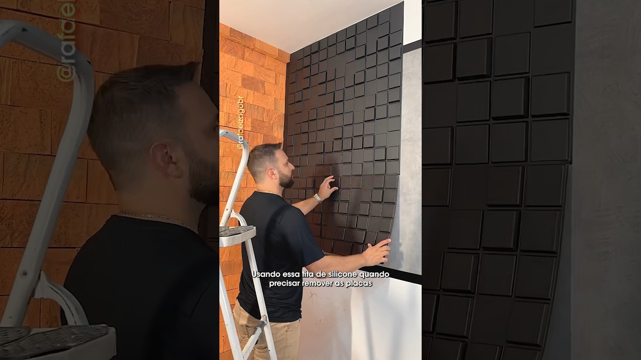 Colocando revestimento 3D pl&aacute;stico na parede #diy #ideias #lifehacks #decoration