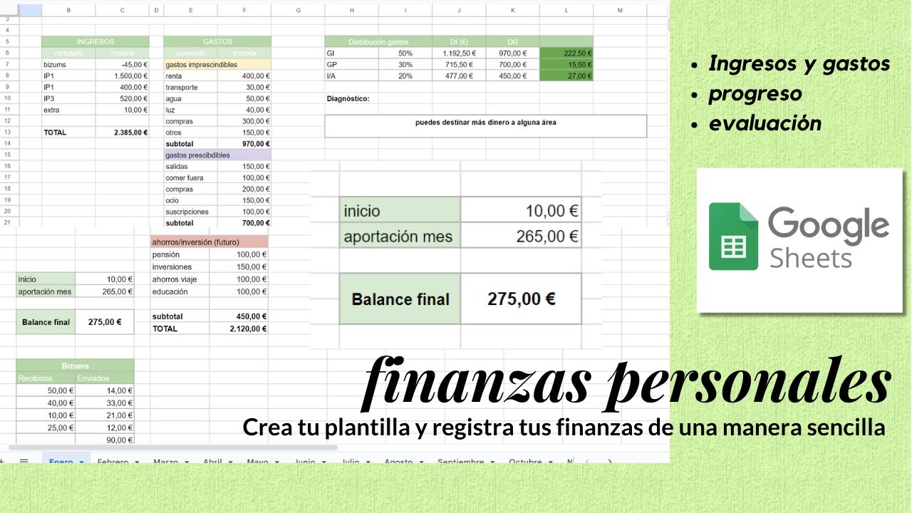 Plantilla para registro de finanzas personales en google sheets