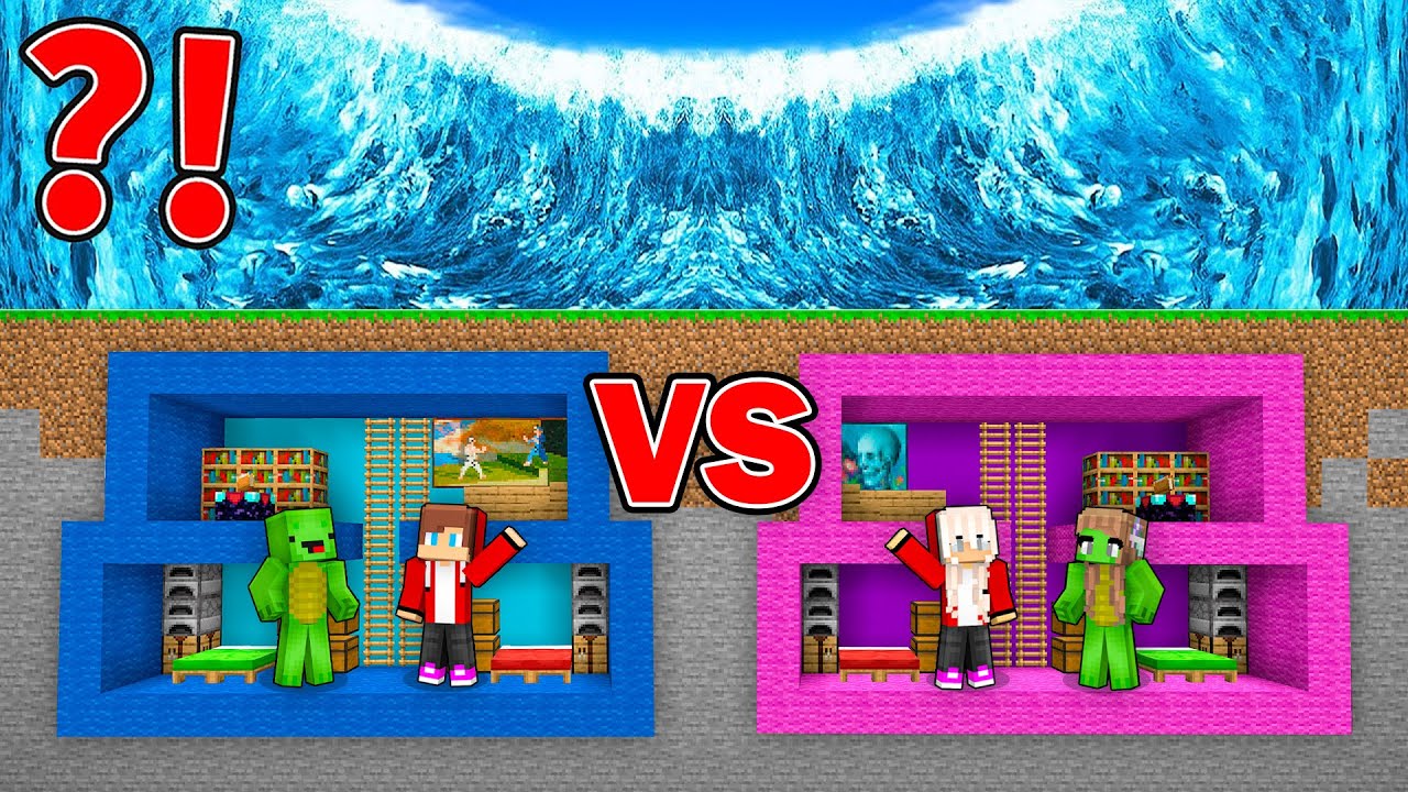 Майки, Джей-Джей и Жёны Бункер против ЦУНАМИ в Minecraft (Maizen)