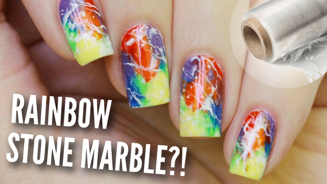 DIY Rainbow Stone Marble Nails | Easy Hack!