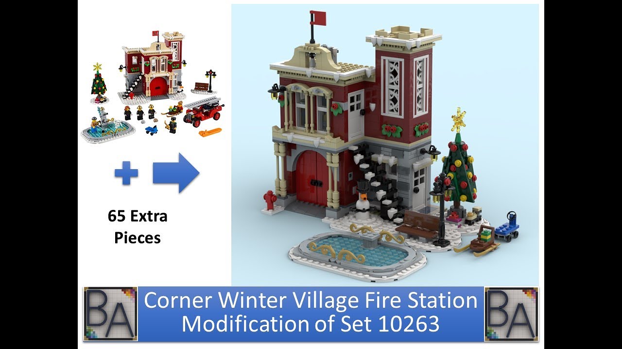 LEGO MOC   Corner Winter Village Fire Station   Modification of Set 10263
