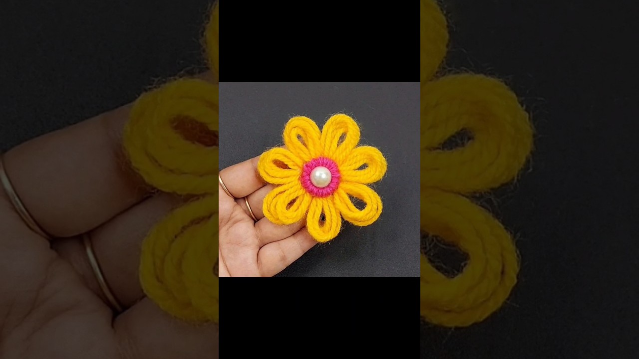 DIY Woolen flower making trick @Easyartncraft. #diy #shorts #viral #craft #woolencraft