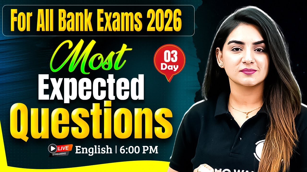 Bank Exam 2026 | English for Bank Exams | Most Expected Questions -3 | by Anchal Ma'am