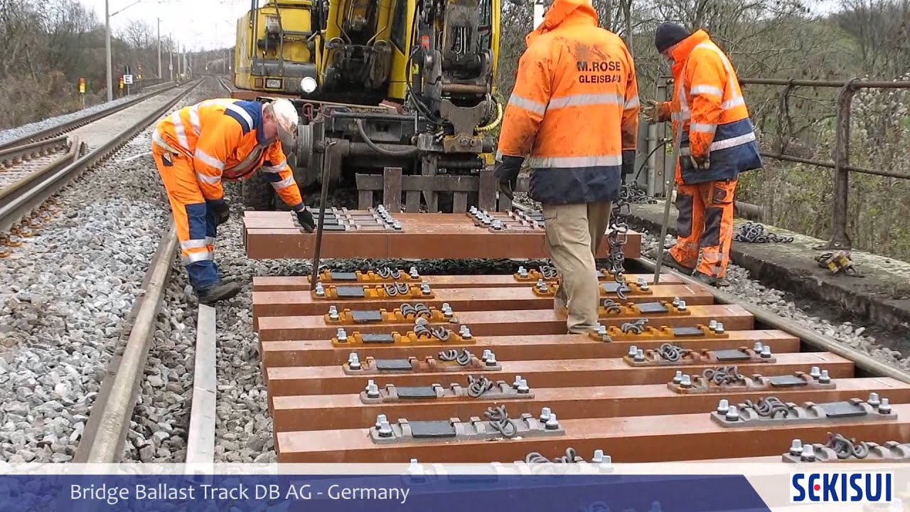 FFU synthetic sleeper at ballasted bridge track of DB AG in Germany