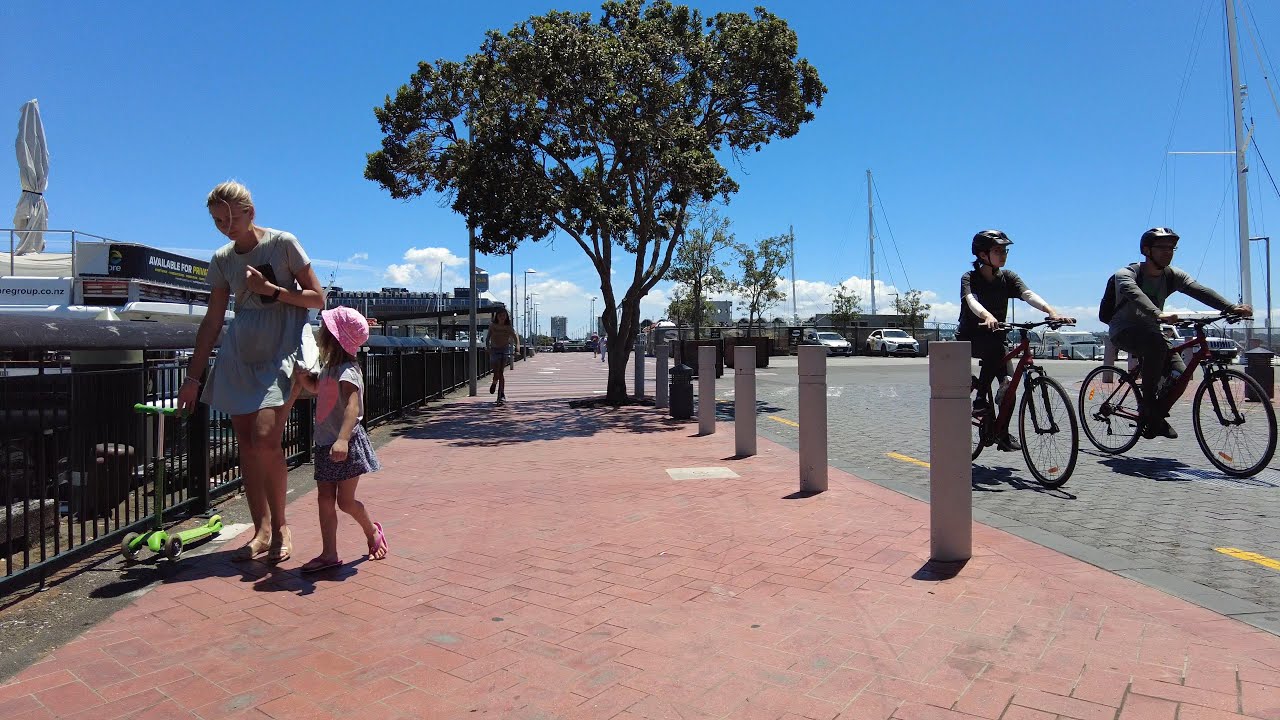 (4k) Summer walk. Auckland Viaduct Harbour & Microsoft HQ for New Zealand | January 4, 2022.