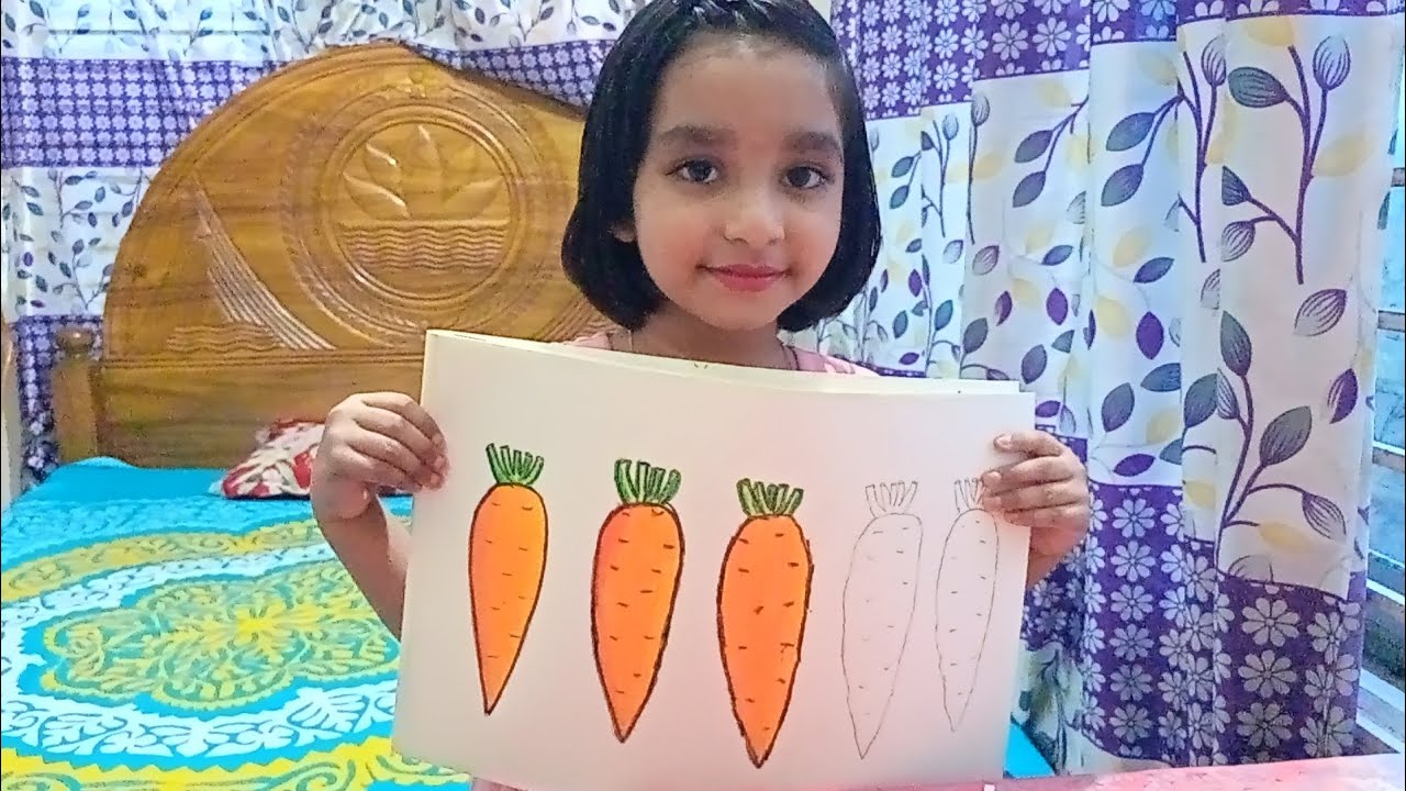ছোট্ট বন্ধু মুনতাহা গাজর আঁকছে। অসাধারণ 
