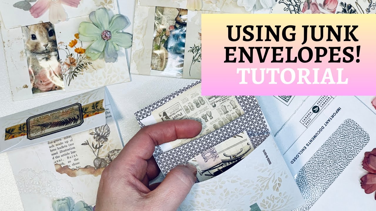 USING JUNK MAIL ENVELOPES - TUTORIAL - JUNK JOURNAL POCKETS - #snailmail #diycrafts #craftwithme