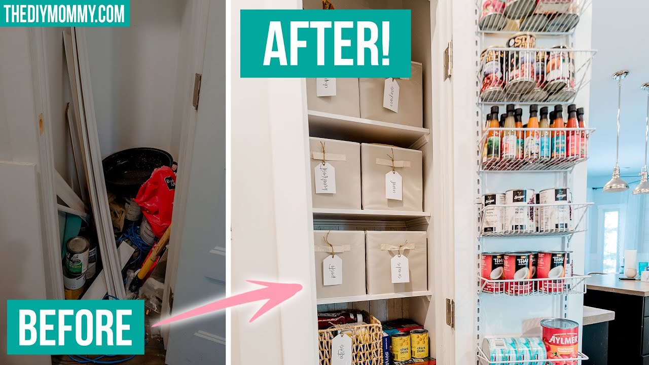 Small Pantry Makeover from a useless closet! | Organization Ideas | The DIY Mommy