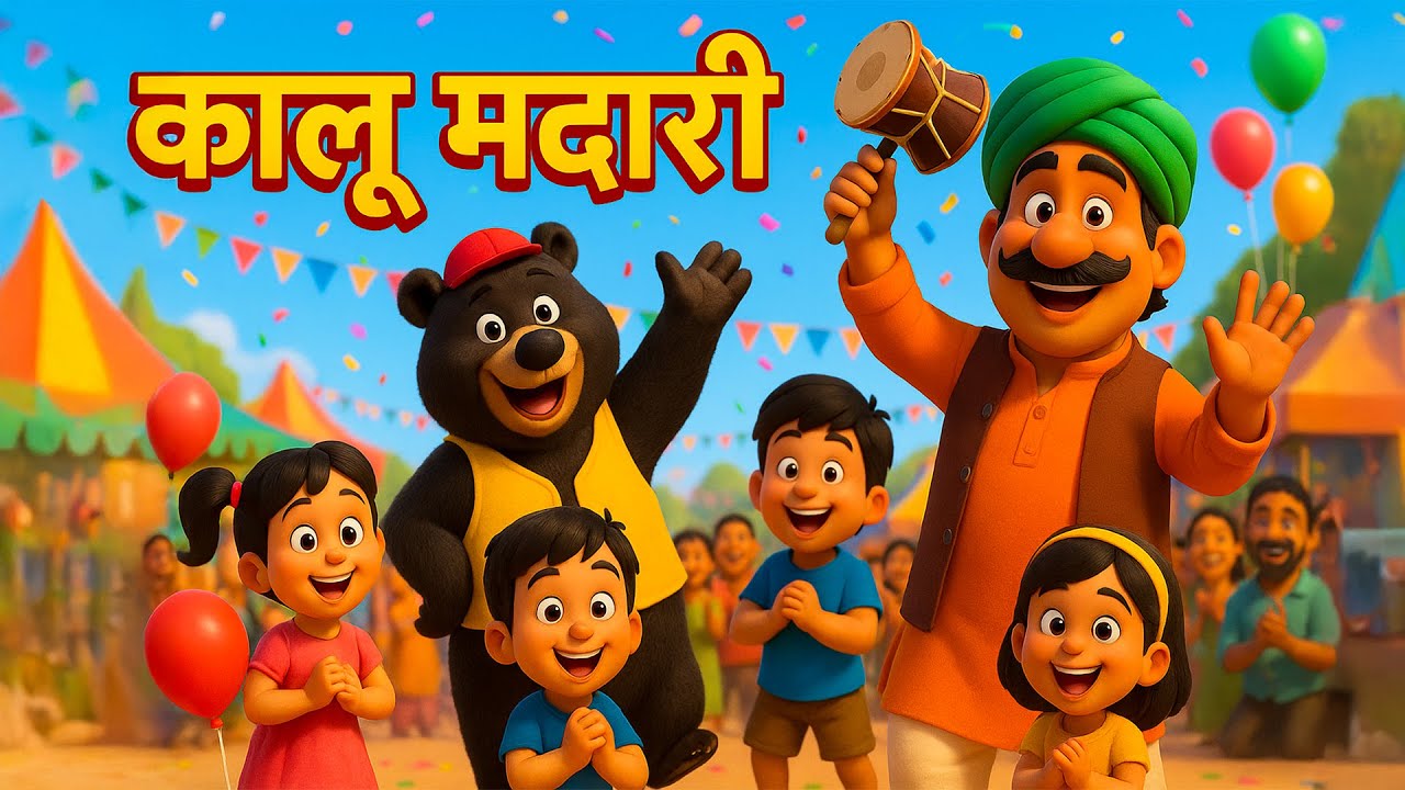 Kalu Madari Aaya | कालू मदारी आया | New Funny Hindi Kids Poem | 3D Animated Kids Rhymes in Hindi