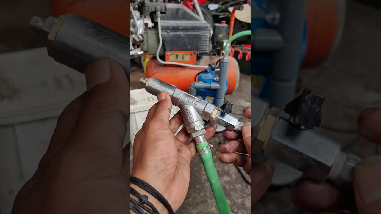 Hasil vapor blasting dengan pasir bangunan kompresor 1hp