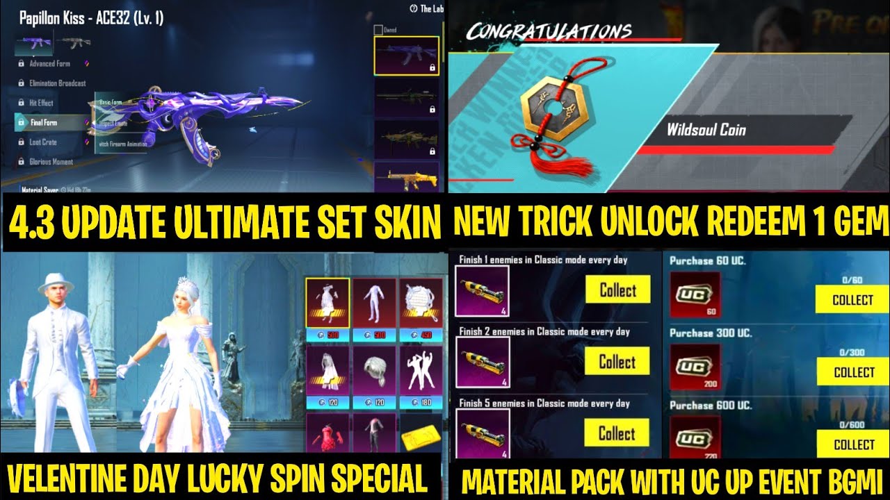 BIG NEWS😍NEXT ULTIMATE SET 4.3 UPDATE | NEXT UC UP EVENT BGMI | GEM TRICK UNLOCK | MATERIAL REDEEM 